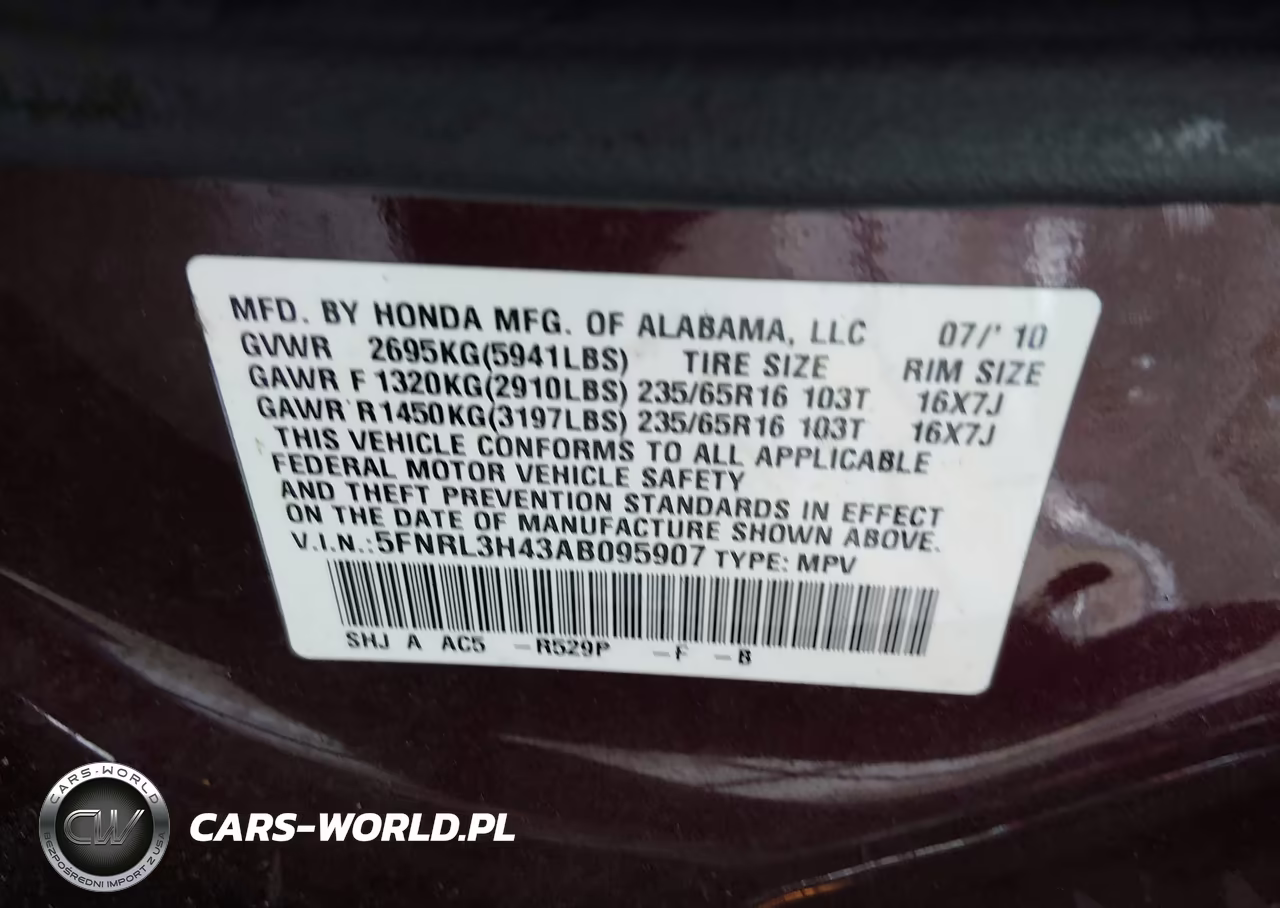 2010 Honda Odyssey Ex VIN:5FNRL3H43AB095907 - 9