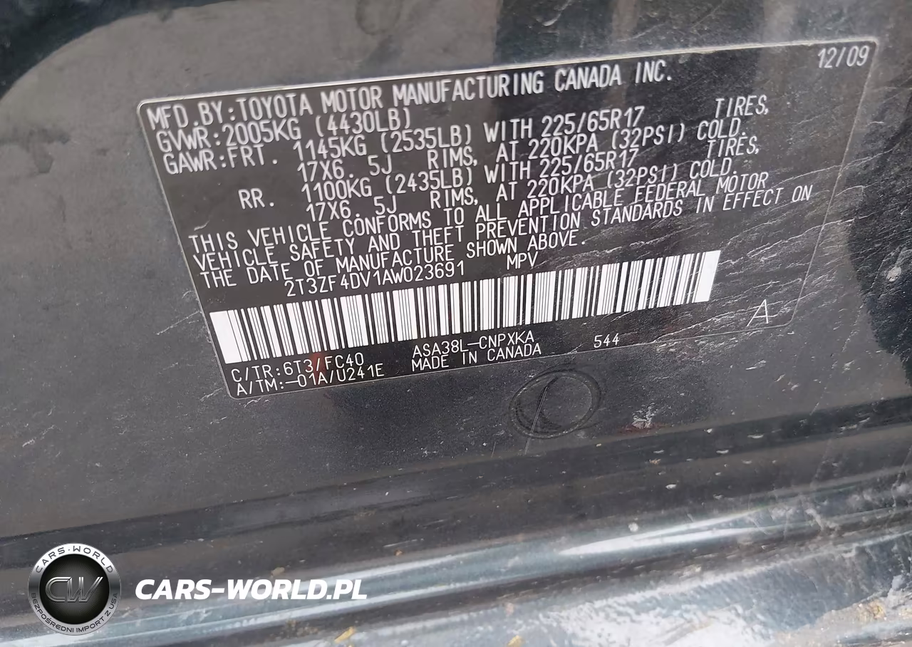 2010 Toyota Rav4 VIN:2T3ZF4DV1AW023691 - 9