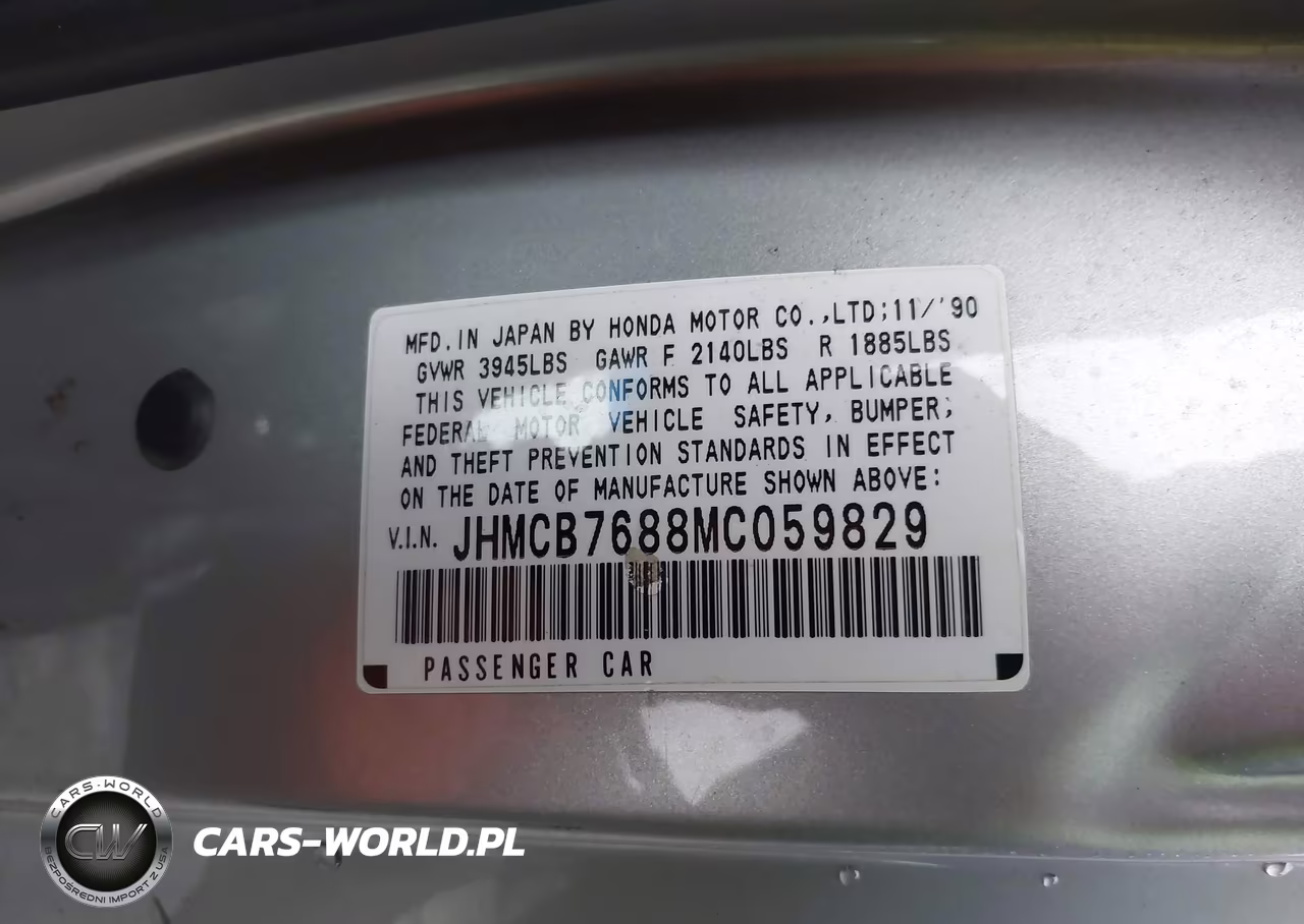 1991 Honda Accord Se VIN:JHMCB7688MC059829 - 9