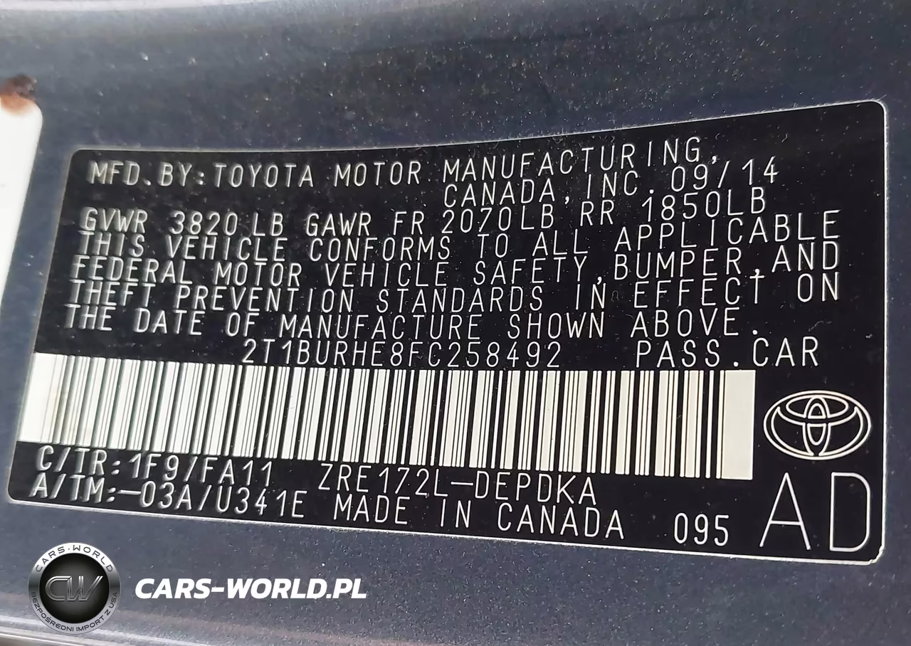 2015 Toyota Corolla L VIN:2T1BURHE8FC258492 - 9
