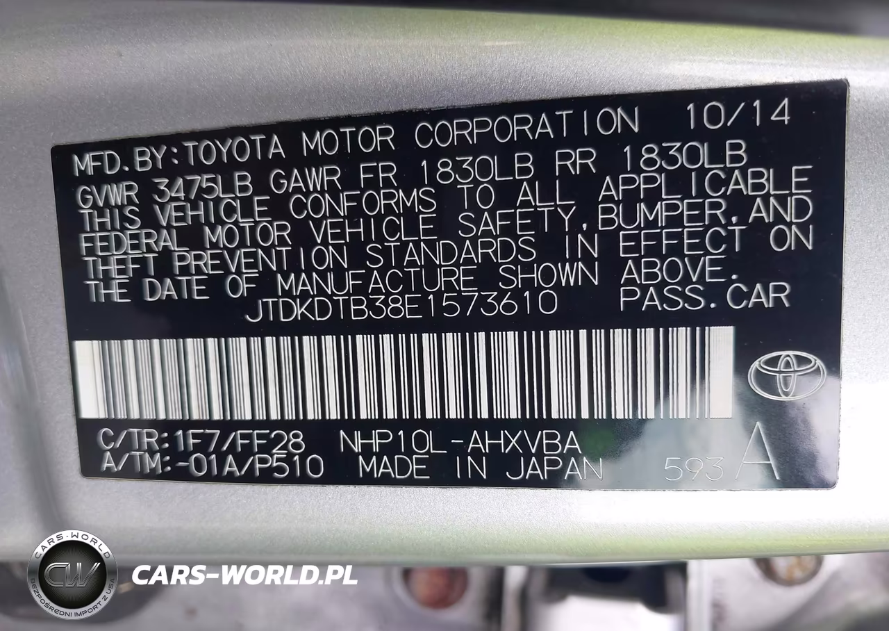 2014 Toyota Prius C Two VIN:JTDKDTB38E1573610 - 9