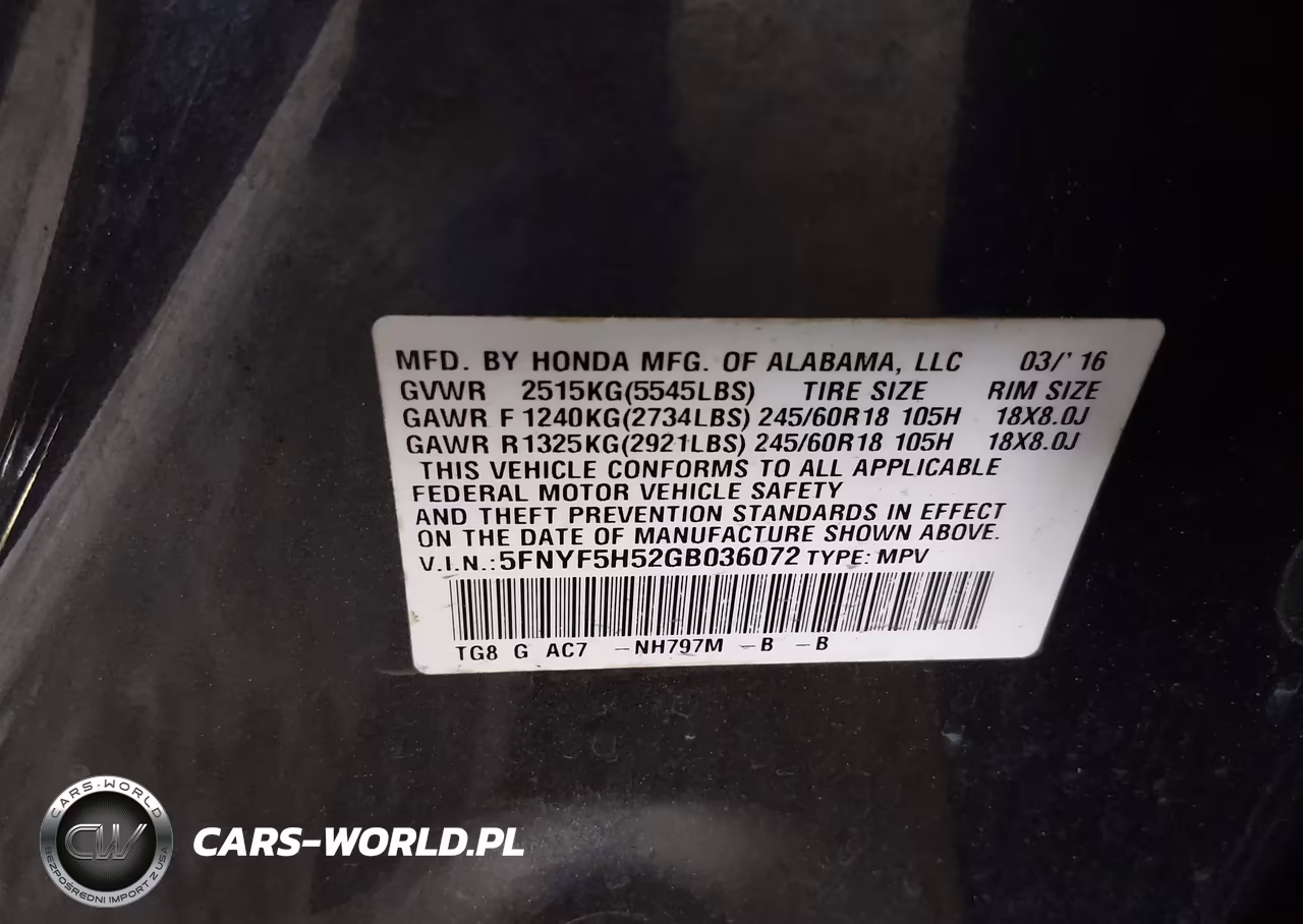 2016 Honda Pilot Ex-L VIN:5FNYF5H52GB036072 - 9