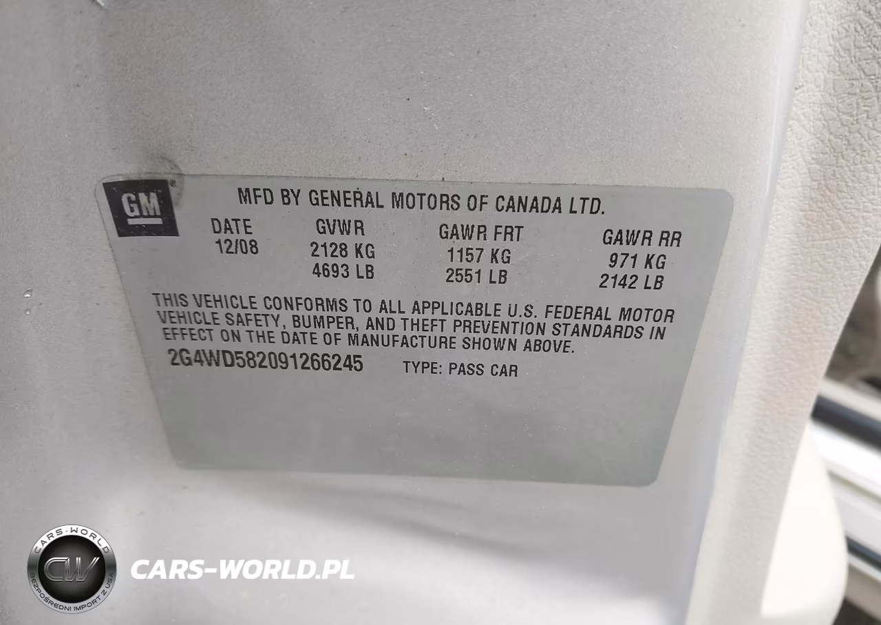 2009 Buick Lacrosse Cxl VIN:2G4WD582091266245 - 9