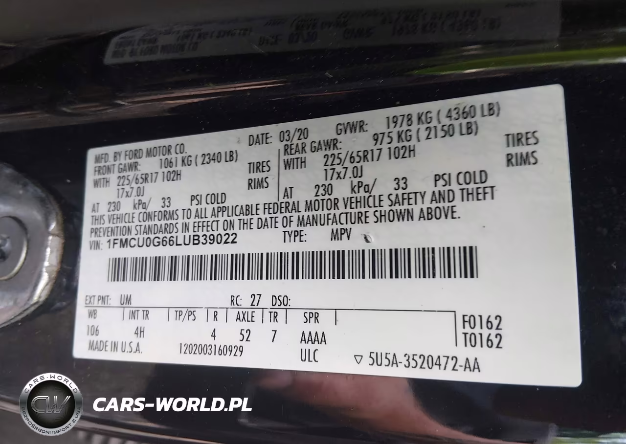 2020 Ford Escape Se VIN:1FMCU0G66LUB39022 - 9