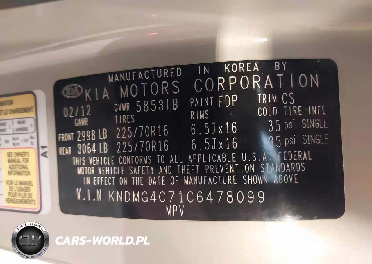 2012 Kia Sedona Lx VIN:KNDMG4C71C6478099 - 9