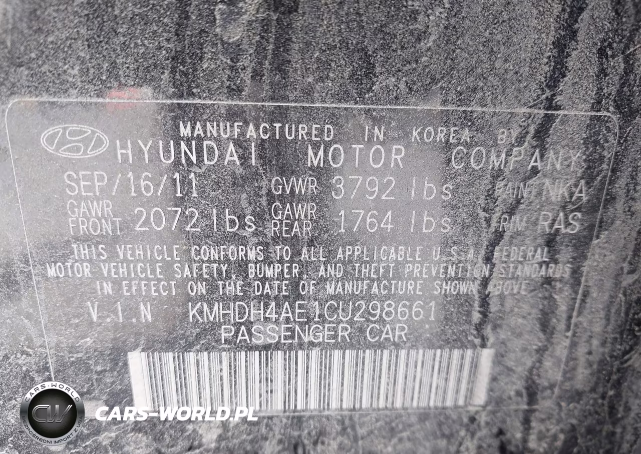 2012 Hyundai Elantra Limited (Ulsan Plant) VIN:KMHDH4AE1CU298661 - 9