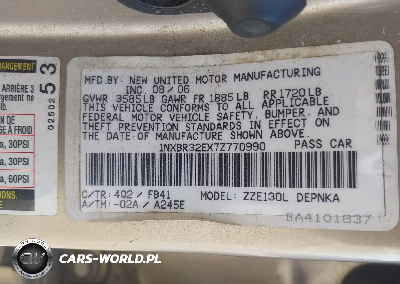 2007 Toyota Corolla Le VIN:1NXBR32EX7Z770990 - 9
