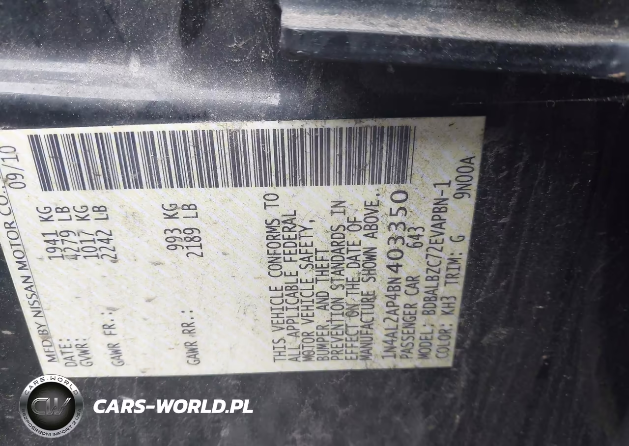 2011 Nissan Altima 2.5 S VIN:1N4AL2AP4BN403350 - 9