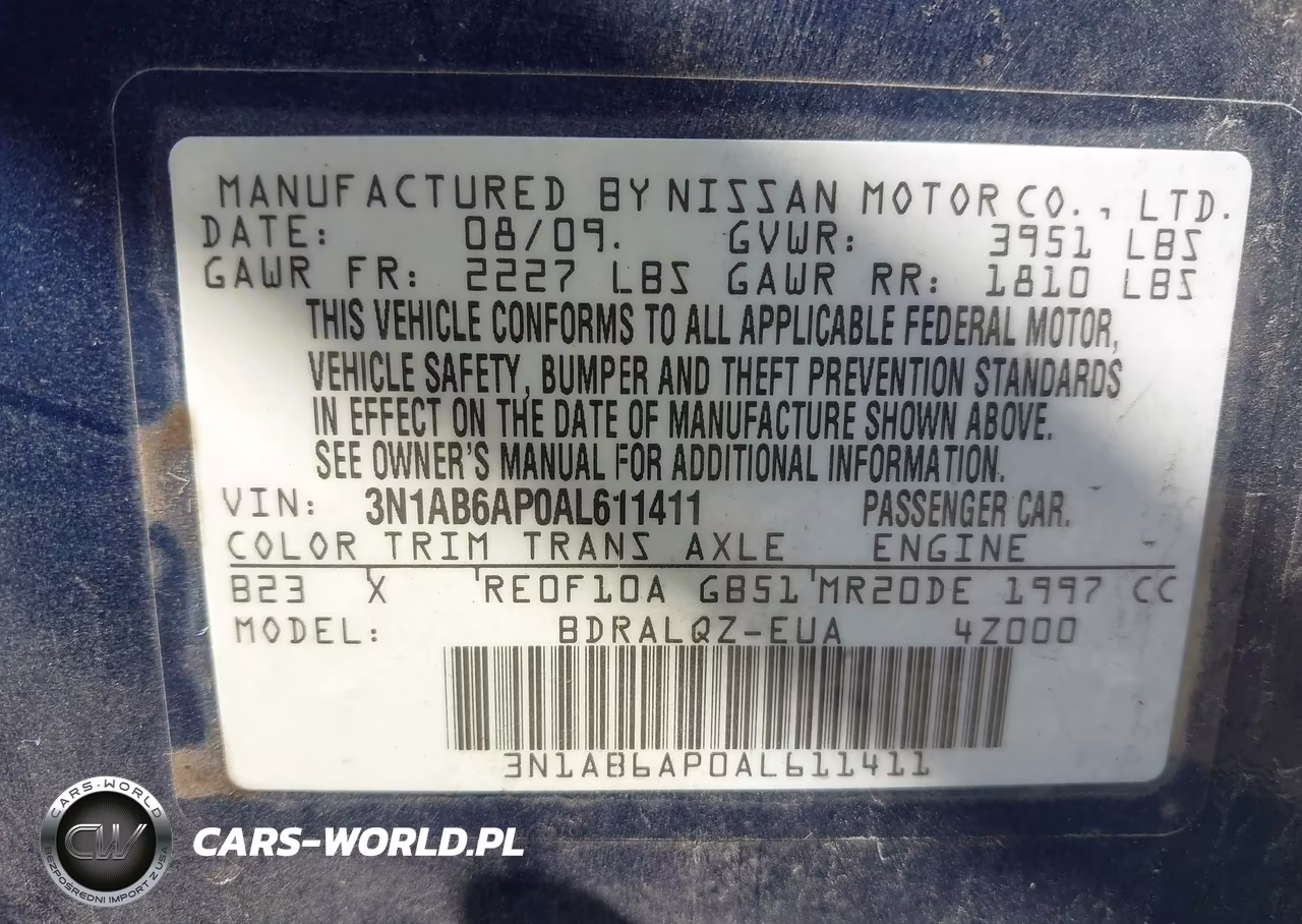 2010 Nissan Sentra 2.0 VIN:3N1AB6AP0AL611411 - 9