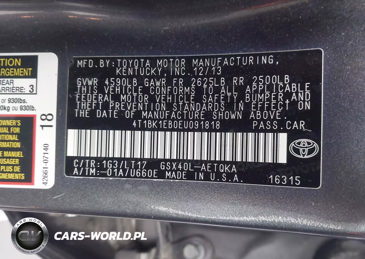 2014 Toyota Avalon Xle Touring VIN:4T1BK1EB0EU091818 - 9