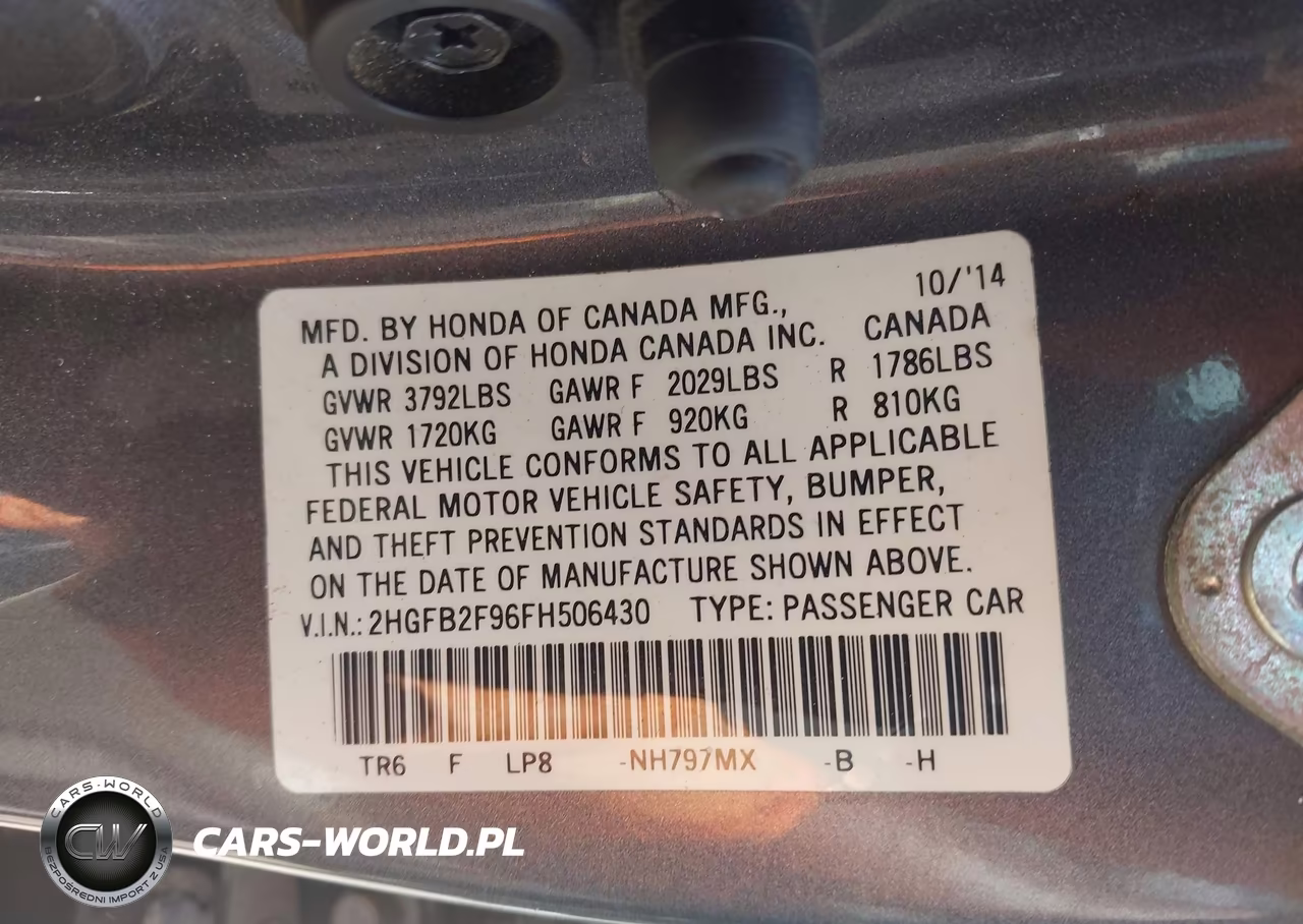 2015 Honda Civic Ex-L VIN:2HGFB2F96FH506430 - 9