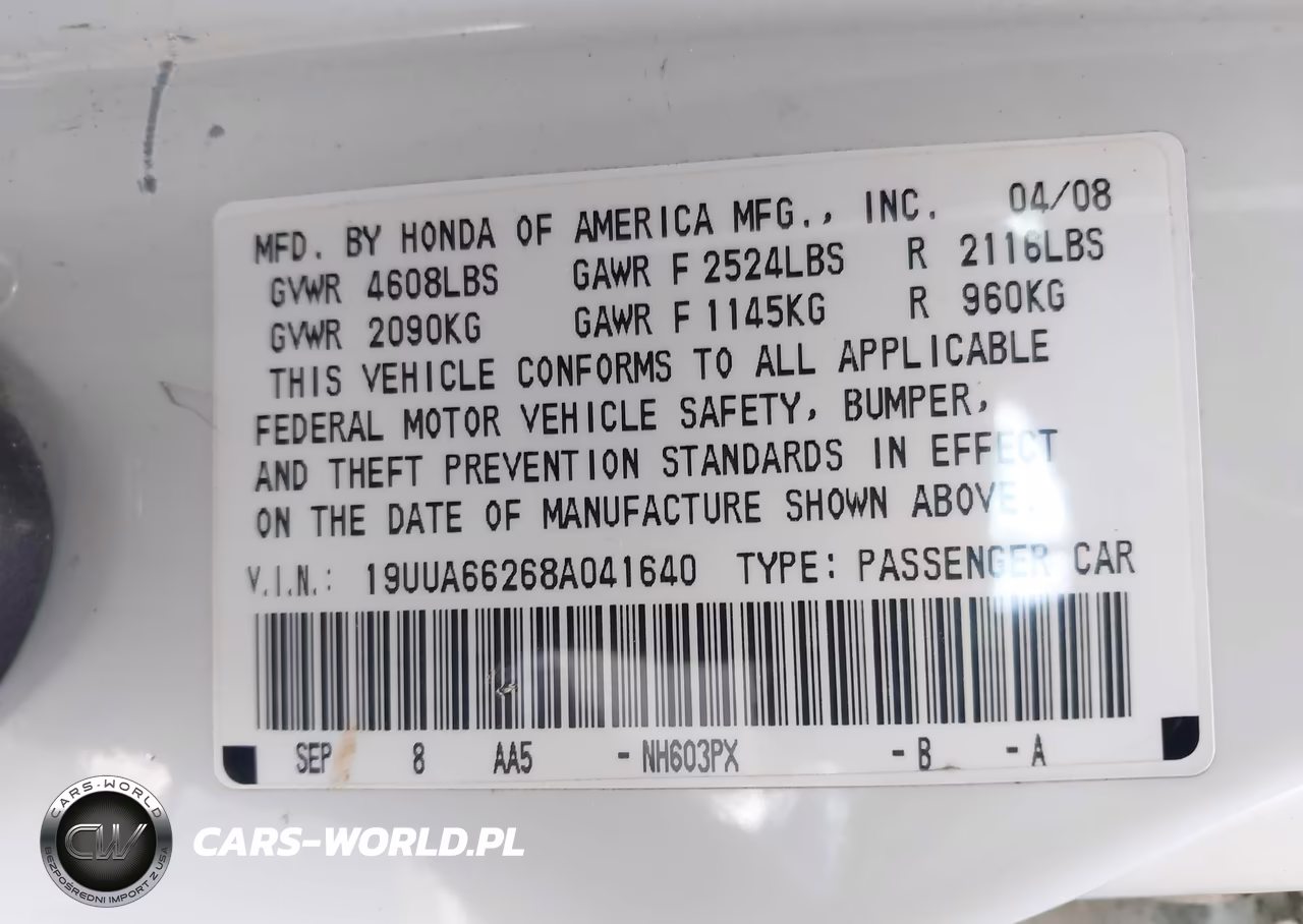 2008 Acura Tl 3.2 VIN:19UUA66268A041640 - 9
