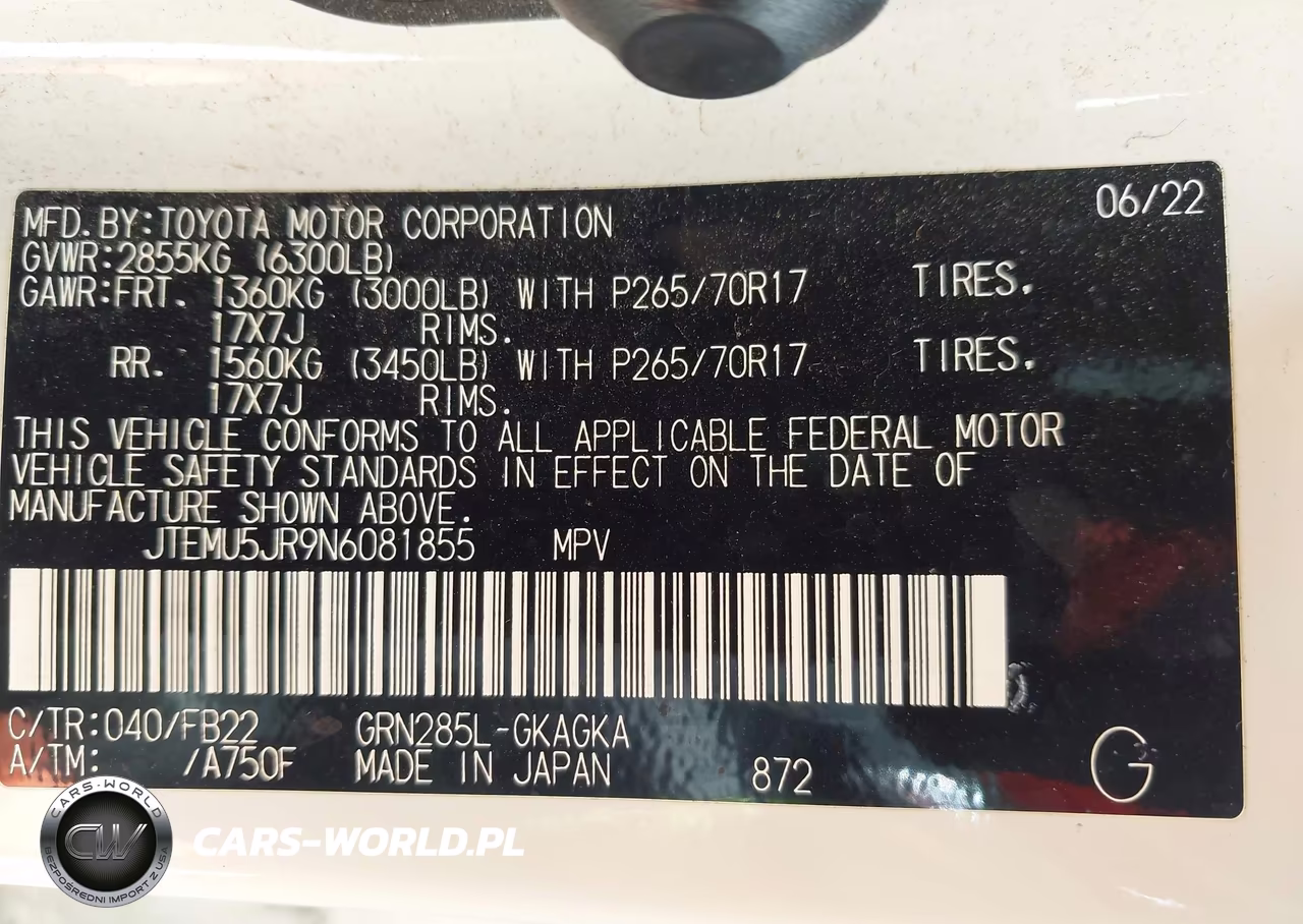 2022 Toyota 4Runner Sr5 VIN:JTEMU5JR9N6081855 - 9