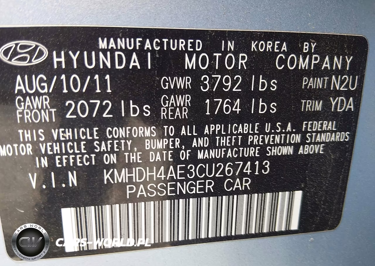 2012 Hyundai Elantra Gls (Ulsan Plant) VIN:KMHDH4AE3CU267413 - 9