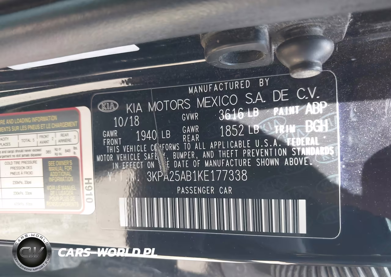 2019 Kia Rio 5-Door S VIN:3KPA25AB1KE177338 - 9