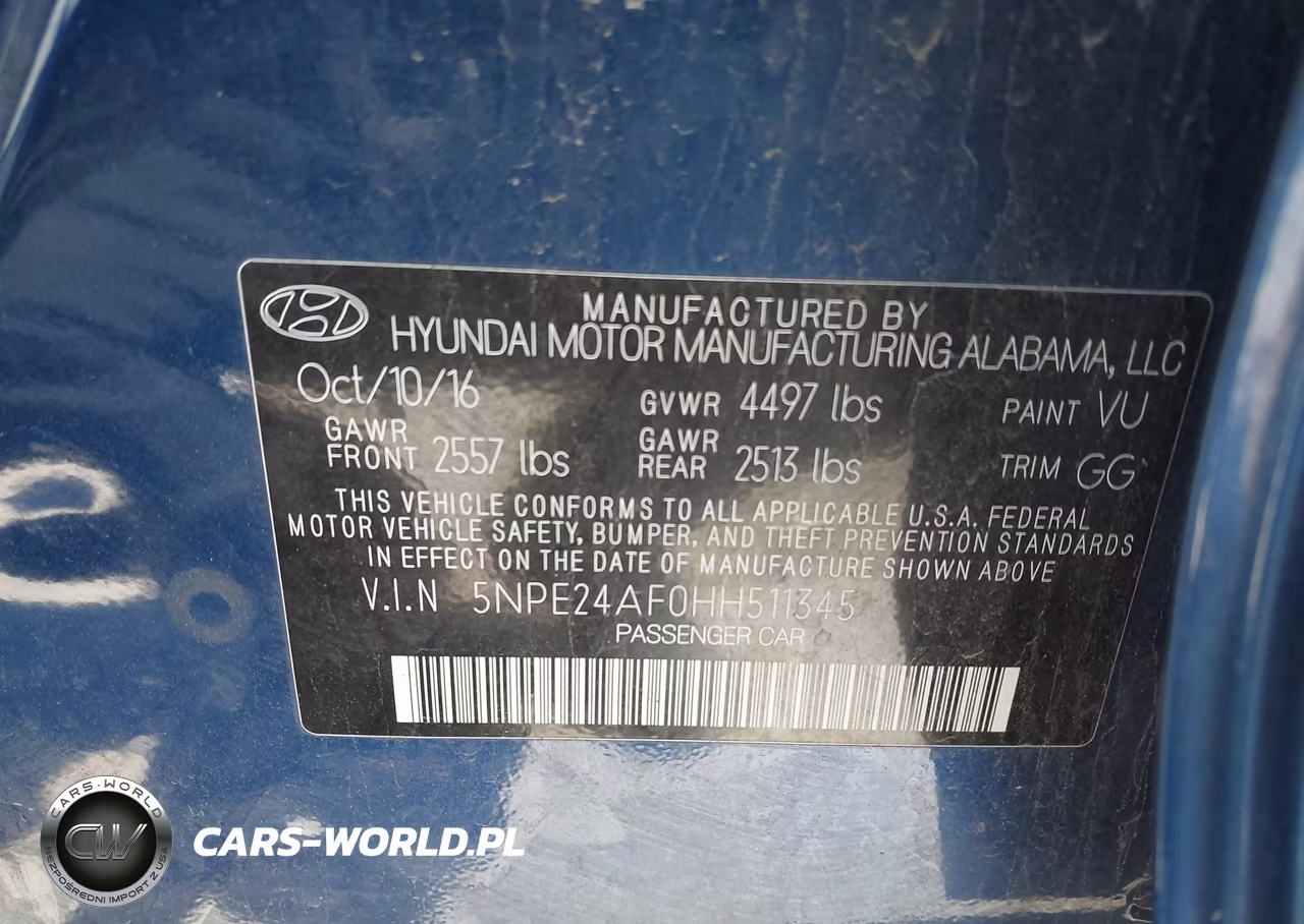 2017 Hyundai Sonata VIN:5NPE24AF0HH511345 - 9