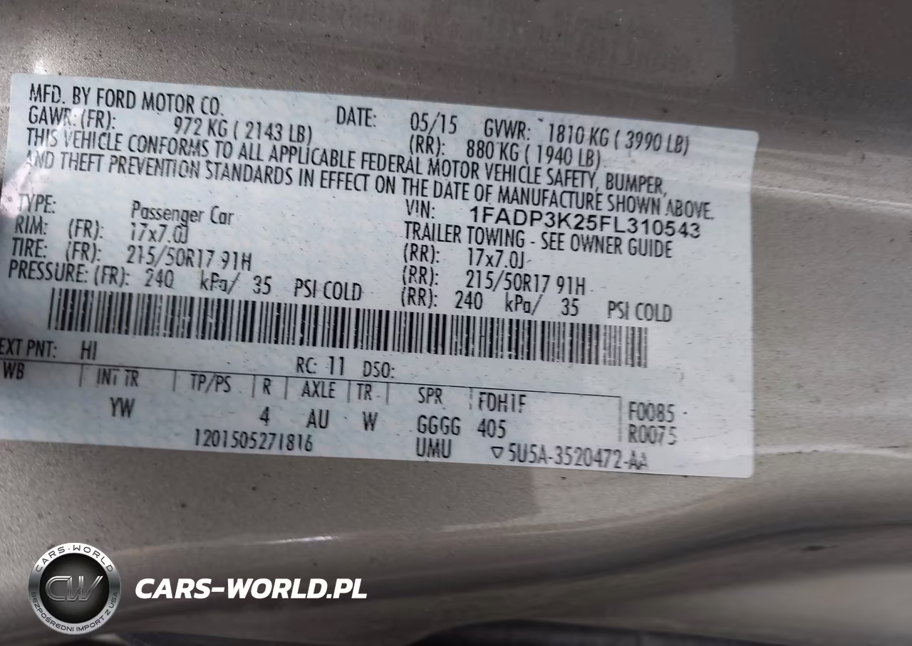 2015 Ford Focus Se VIN:1FADP3K25FL310543 - 9