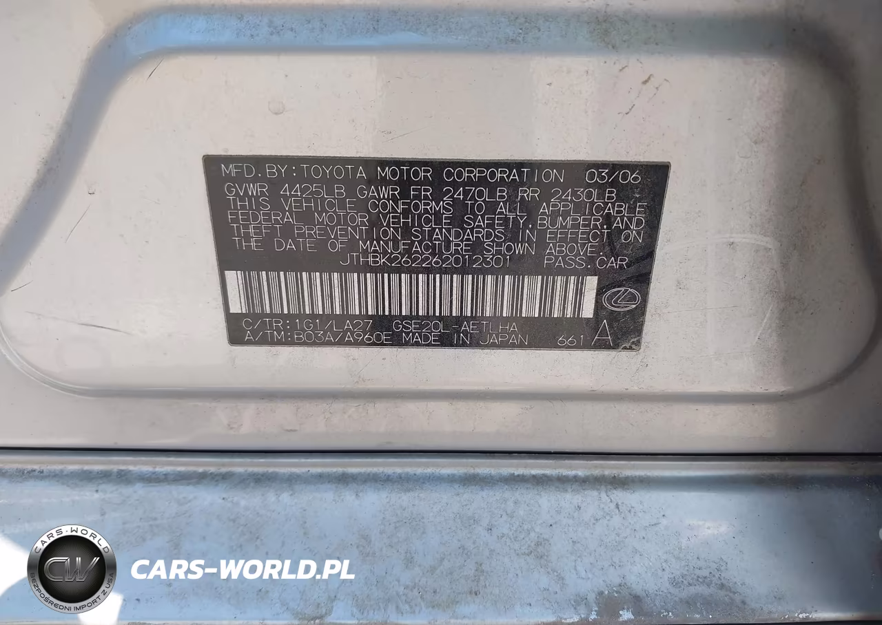 2006 Lexus Is 250 VIN:JTHBK262262012301 - 9