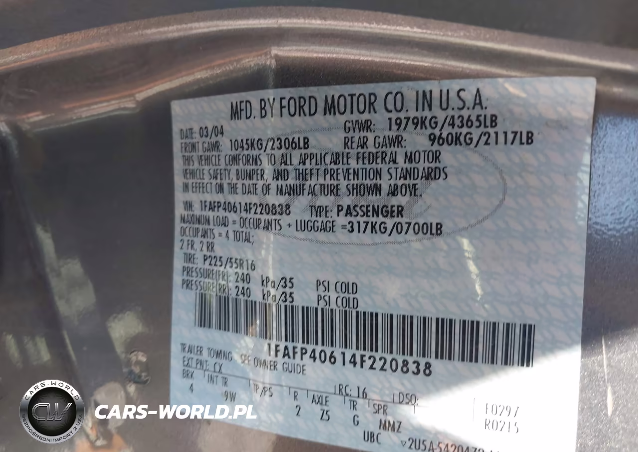 2004 Ford Mustang VIN:1FAFP40614F220838 - 9