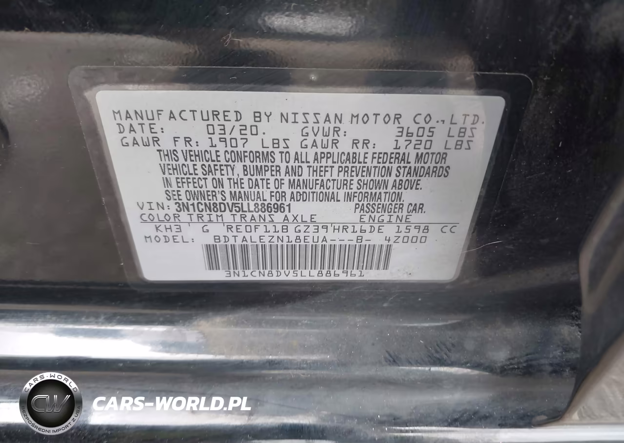 2020 Nissan Versa S Xtronic Cvt VIN:3N1CN8DV5LL886961 - 9