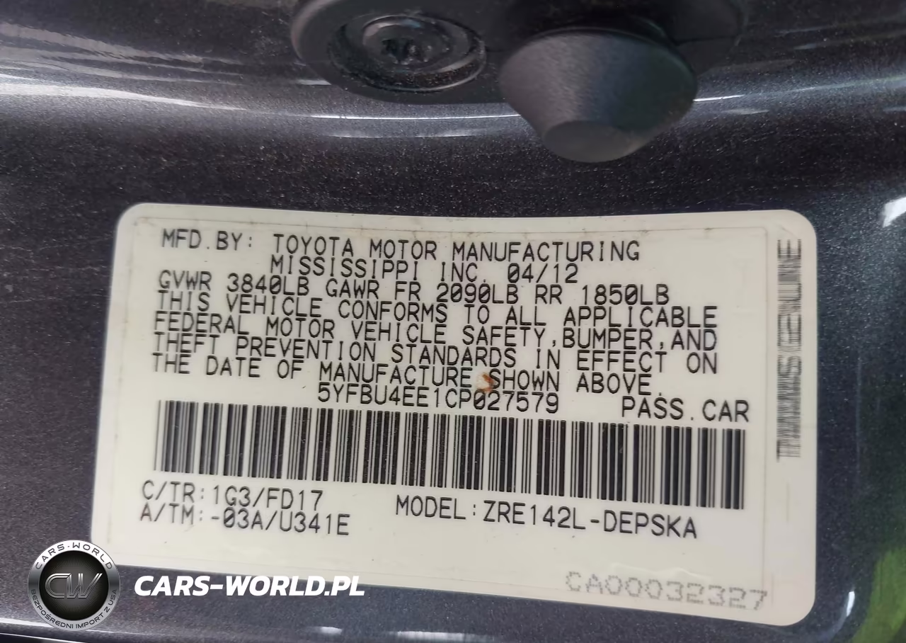 2012 Toyota Corolla S VIN:5YFBU4EE1CP027579 - 9