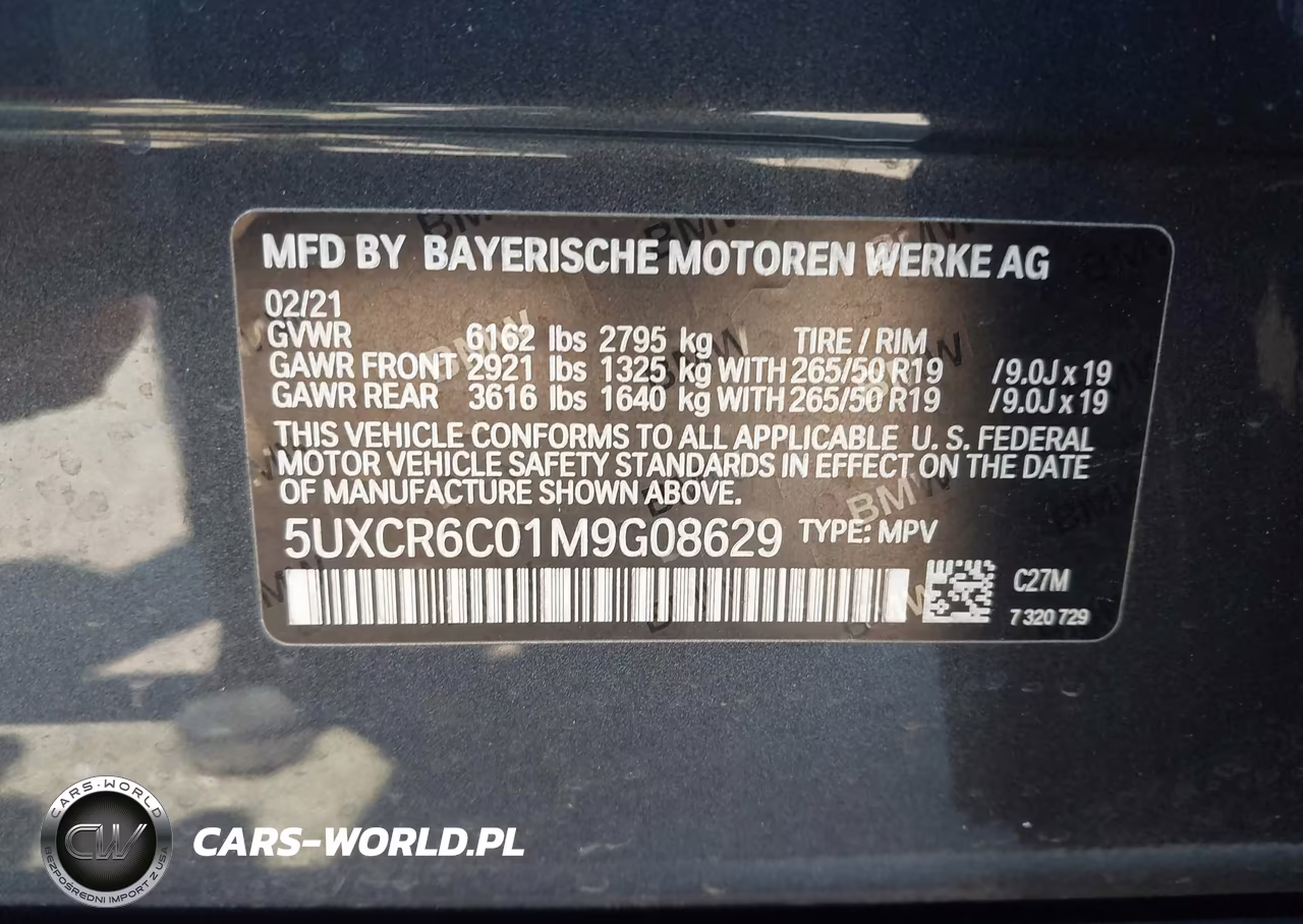2021 BMW X5 xDrive40I VIN:5UXCR6C01M9G08629 - 9