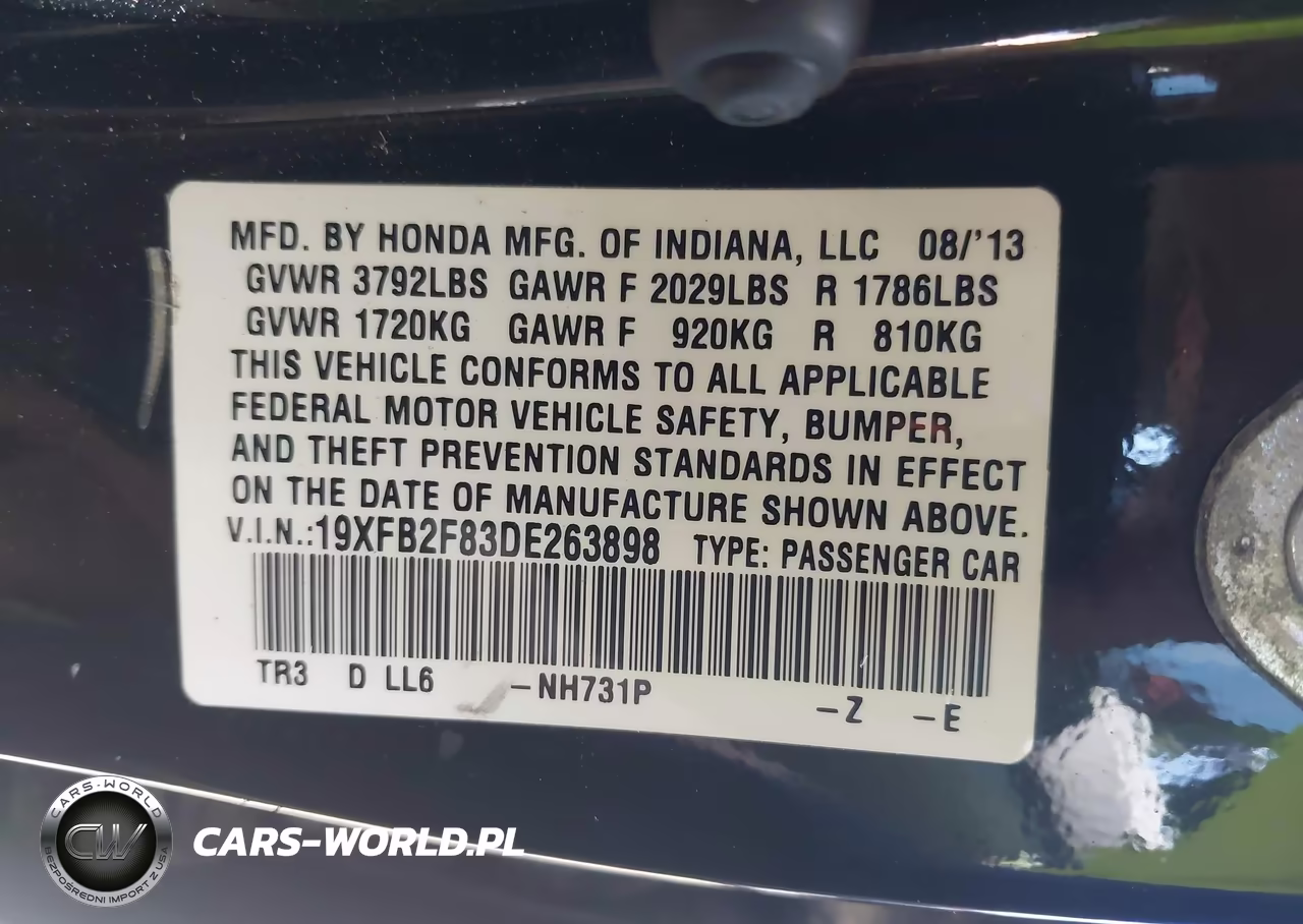 2013 Honda Civic Ex VIN:19XFB2F83DE263898 - 9