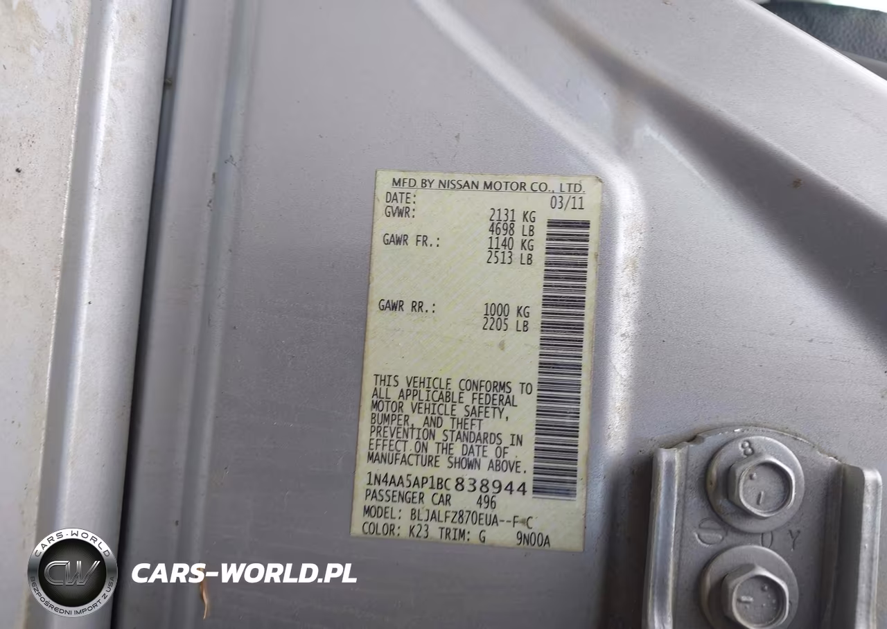 2011 Nissan Maxima 3.5 Sv VIN:1N4AA5AP1BC838944 - 9