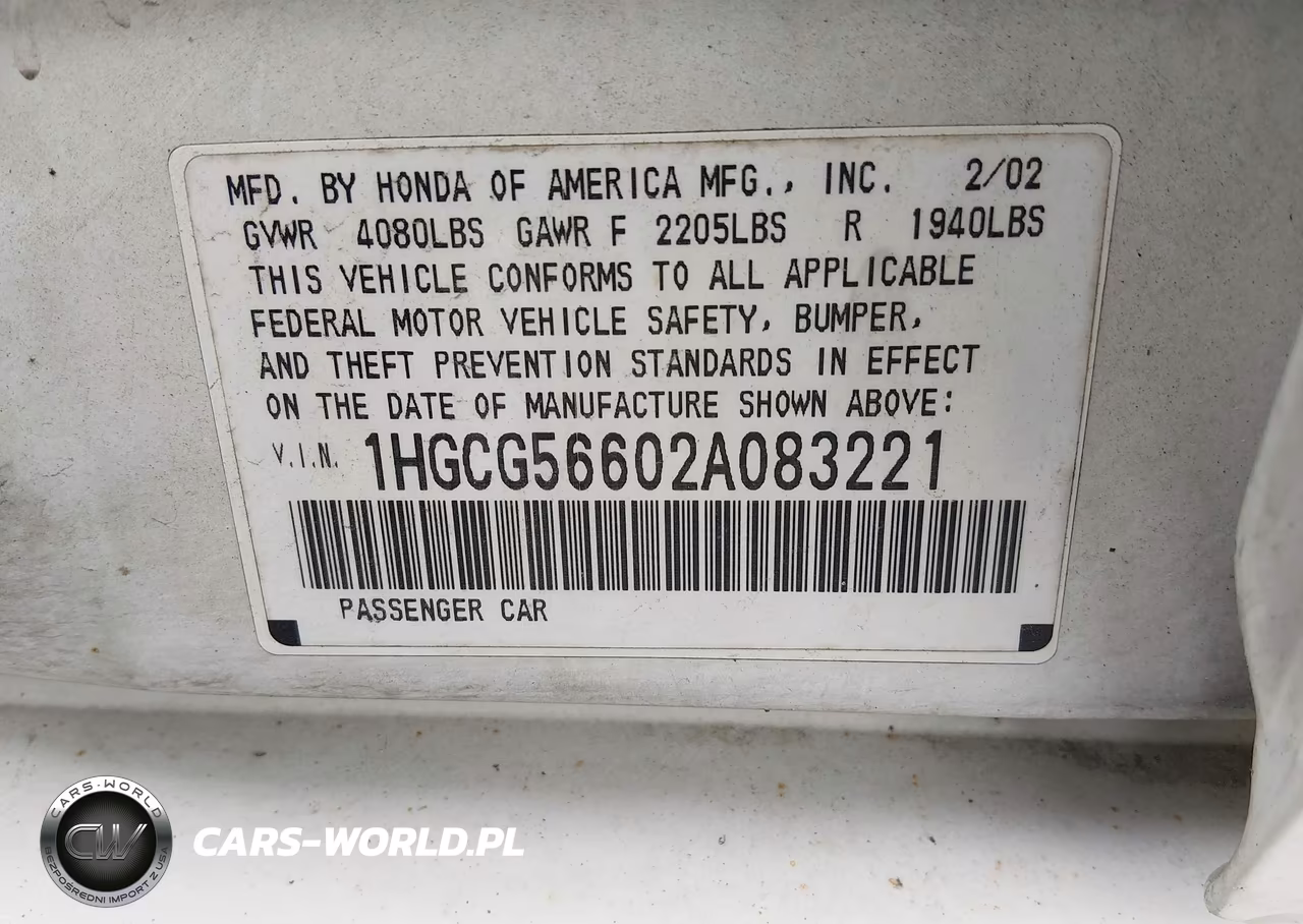 2002 Honda Accord Ex VIN:1HGCG56602A083221 - 9