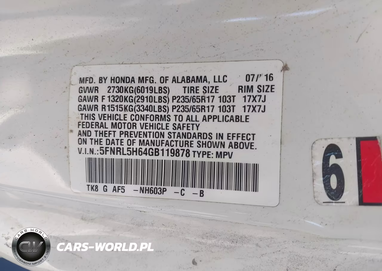 2016 Honda Odyssey Ex-L VIN:5FNRL5H64GB119878 - 9