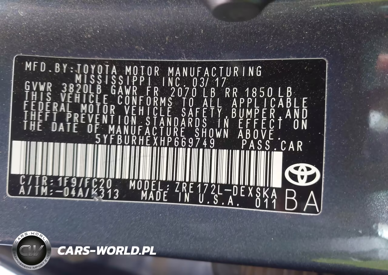 2017 Toyota Corolla Se VIN:5YFBURHEXHP669749 - 9