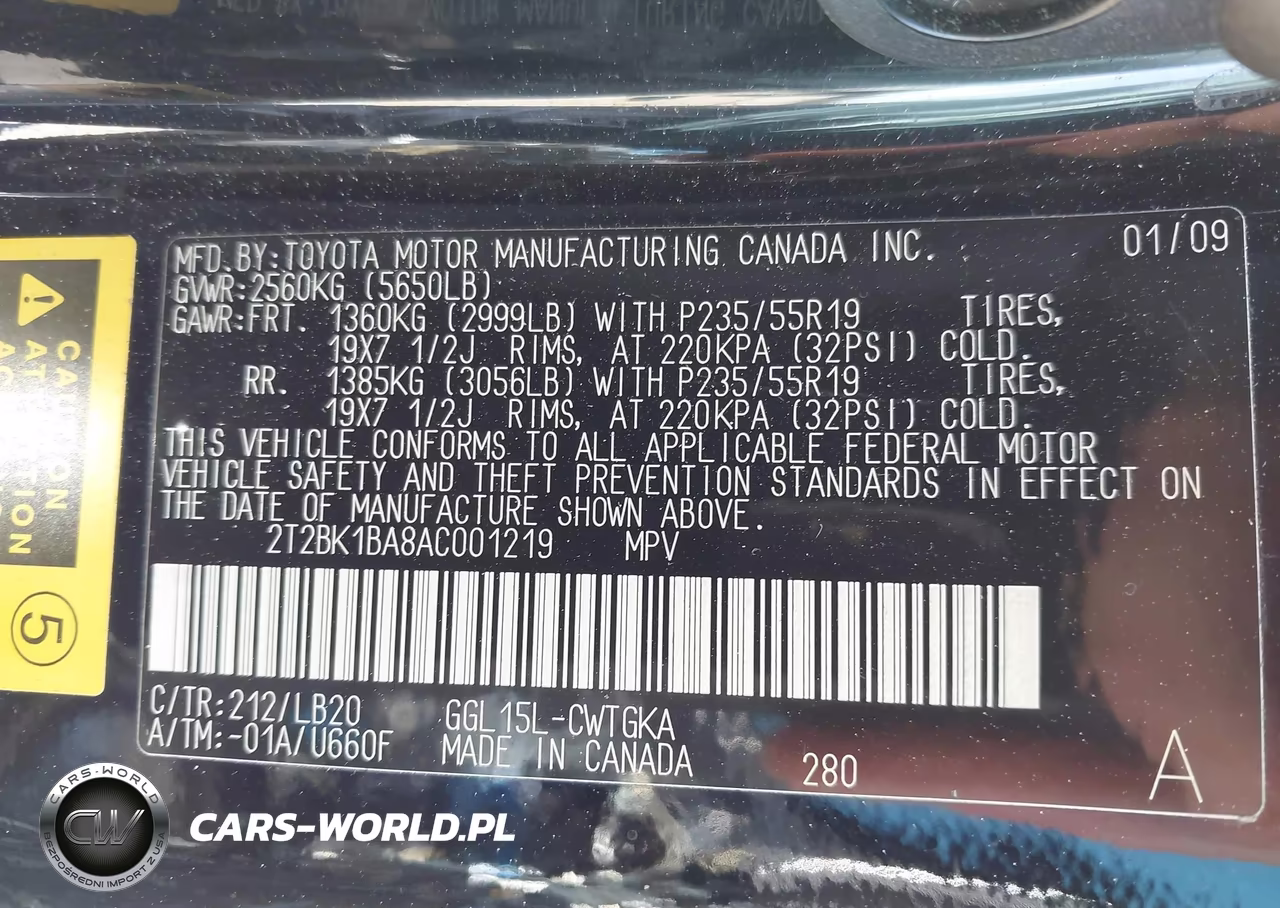 2010 Lexus Rx 350 VIN:2T2BK1BA8AC001219 - 9