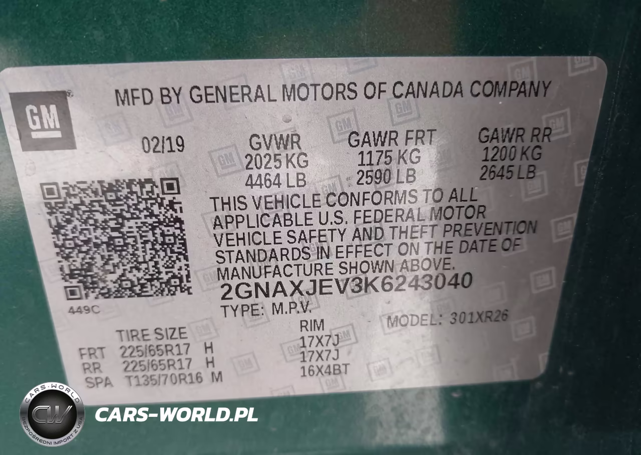 2019 Chevrolet Equinox Lt VIN:2GNAXJEV3K6243040 - 9