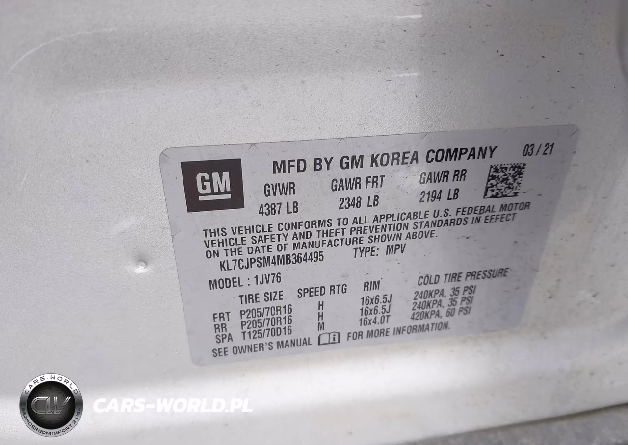 2021 Chevrolet Trax Awd Lt VIN:KL7CJPSM4MB364495 - 9