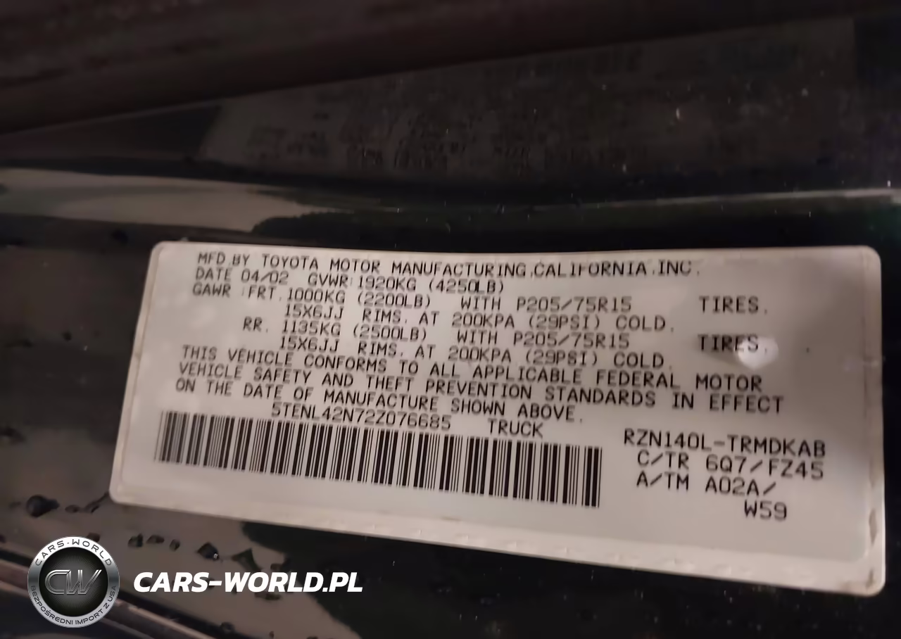 2002 Toyota Tacoma VIN:5TENL42N72Z076685 - 9