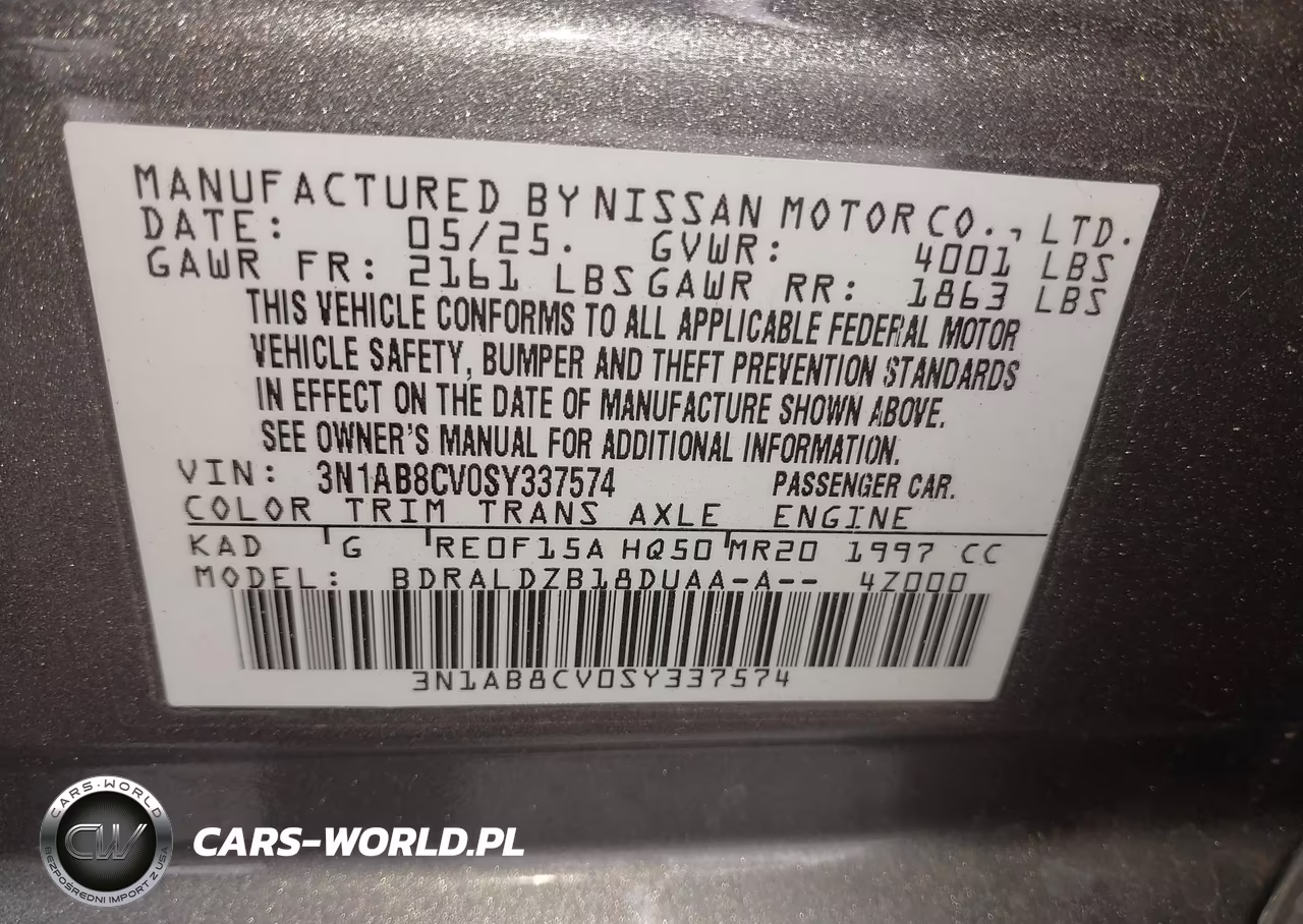 2025 Nissan Sentra Sv VIN:3N1AB8CV0SY337574 - 9