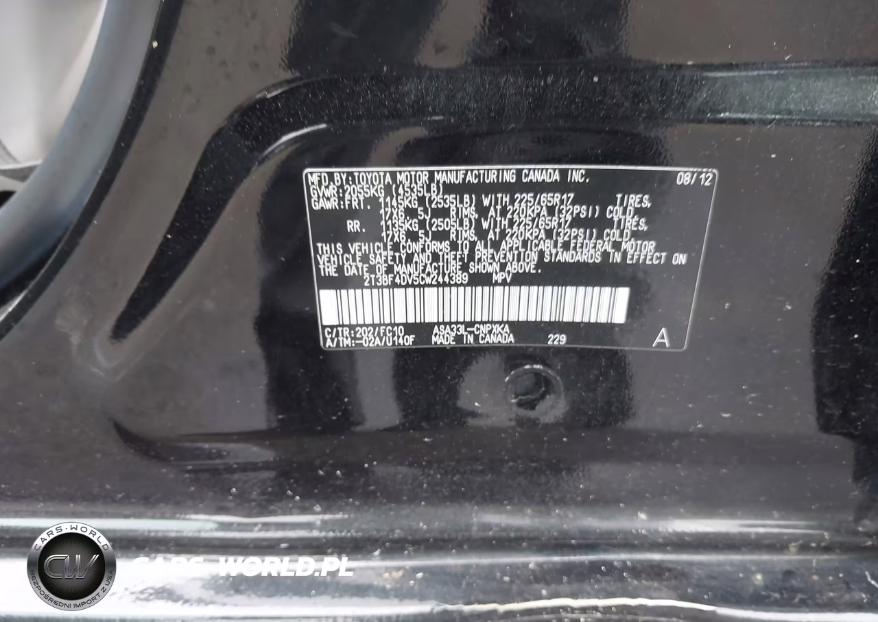 2012 Toyota Rav4 VIN:2T3BF4DV5CW244389 - 9