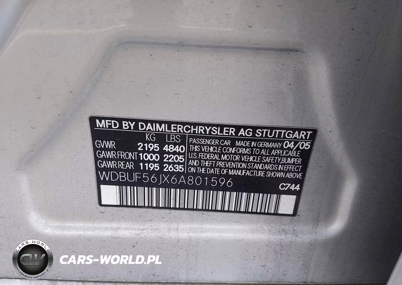 2006 Mercedes-Benz E-Class 3.5L VIN:WDBUF56JX6A801596 - 9