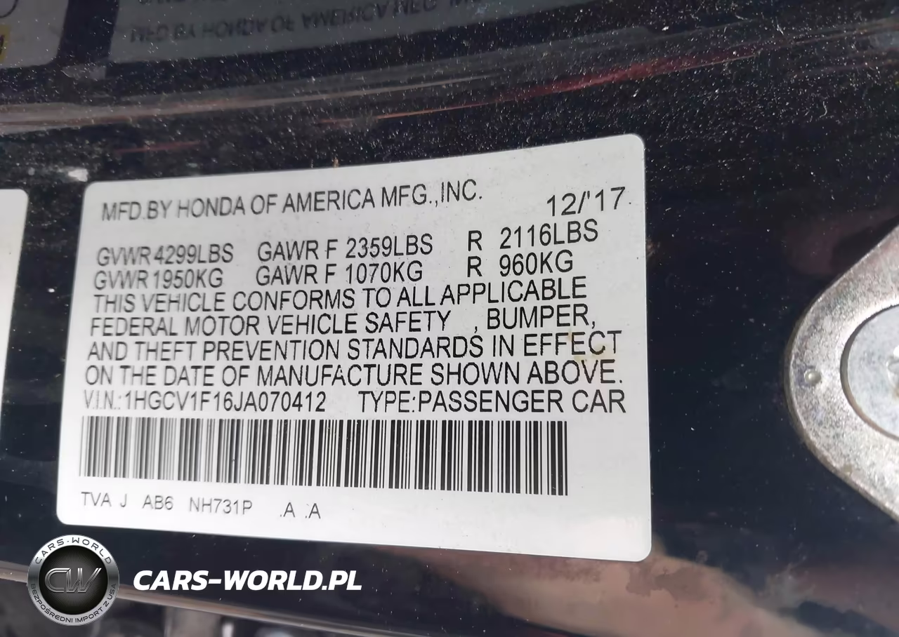 2018 Honda Accord Lx VIN:1HGCV1F16JA070412 - 9