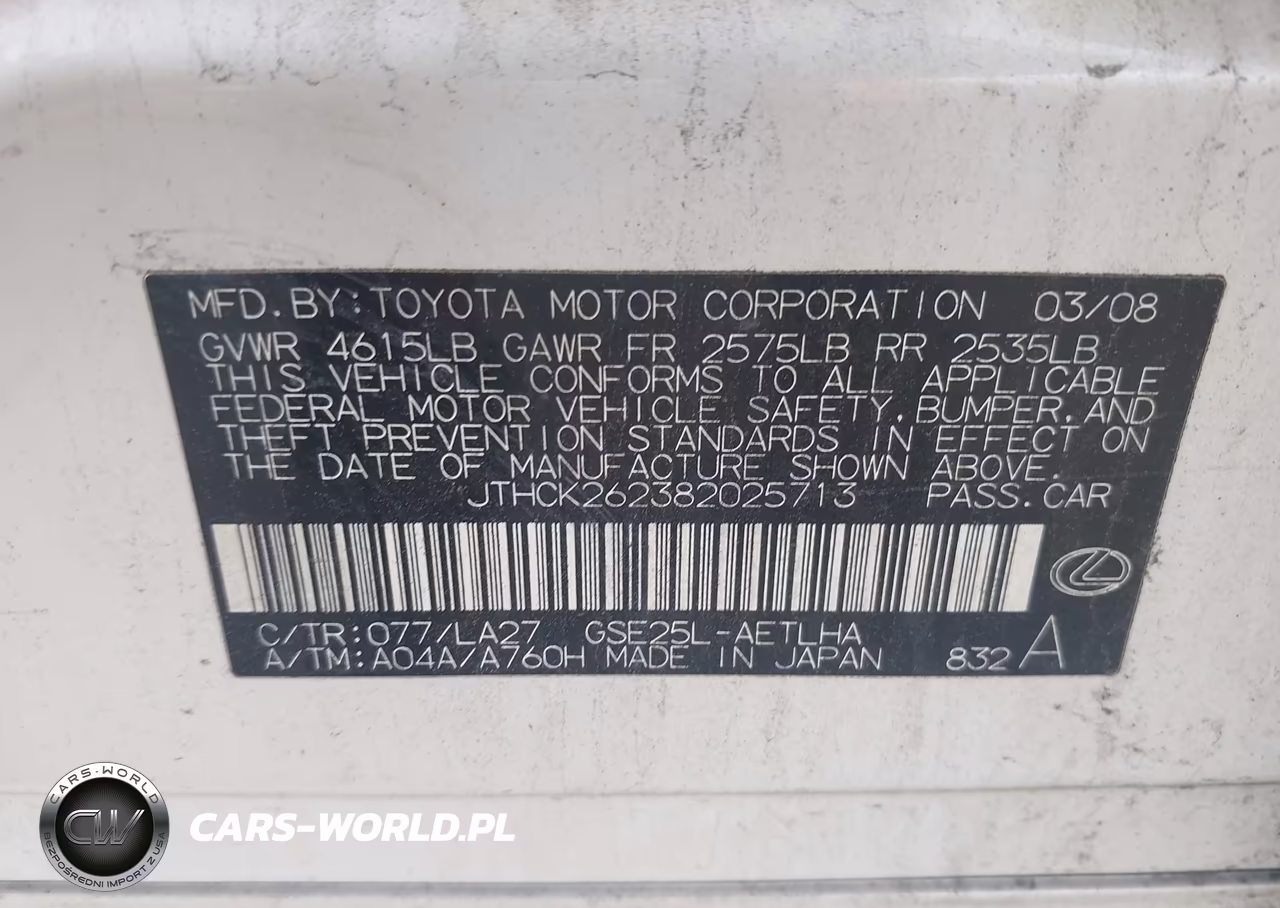 2008 Lexus Is 250 VIN:JTHCK262382025713 - 9