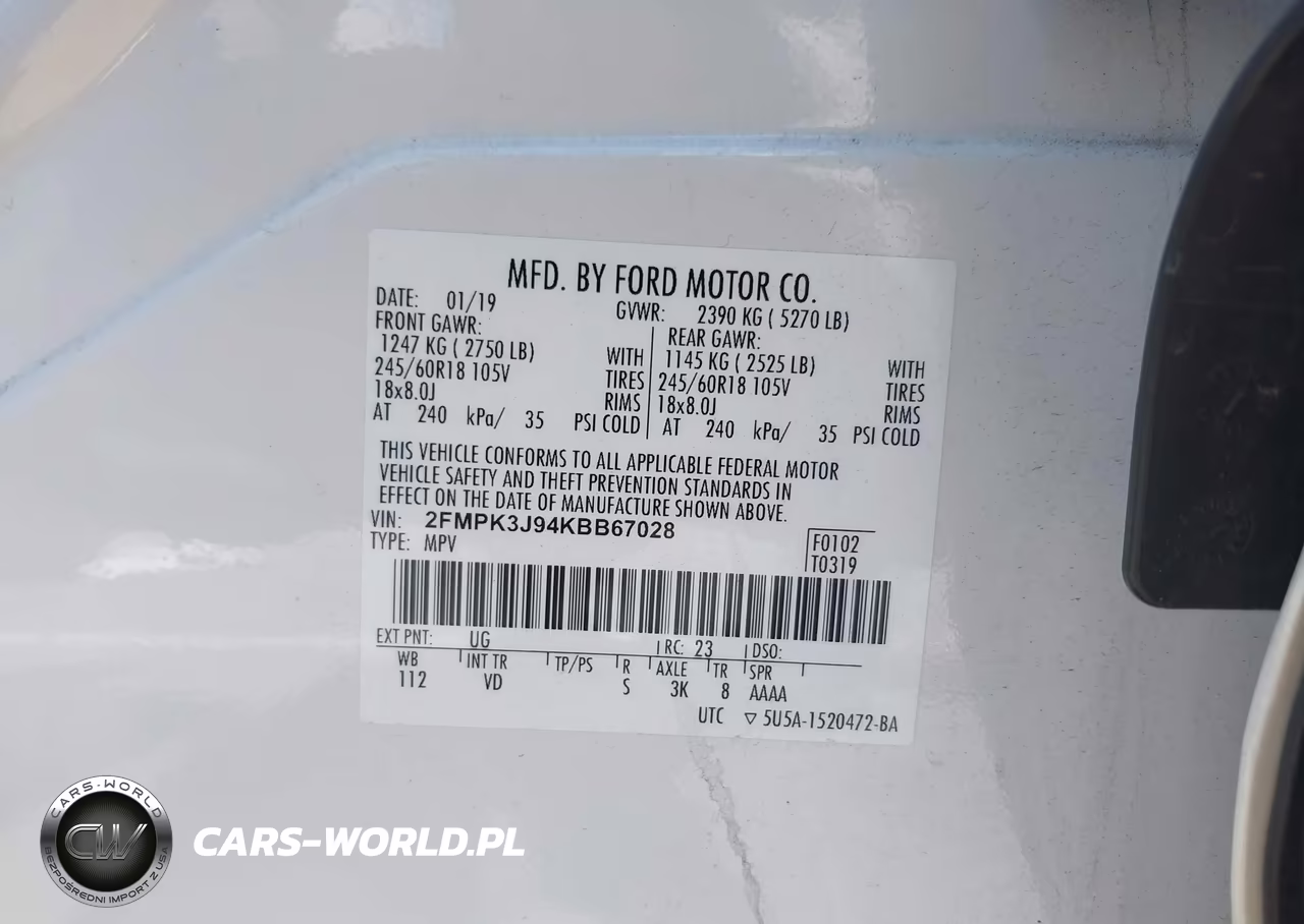 2019 Ford Edge Sel VIN:2FMPK3J94KBB67028 - 9