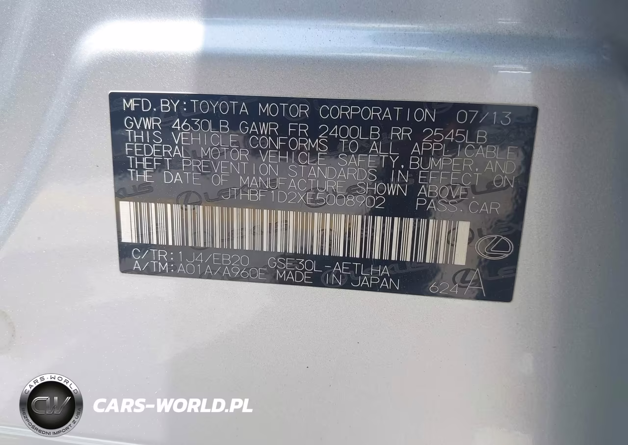 2014 Lexus Is 250 VIN:JTHBF1D2XE5008902 - 9