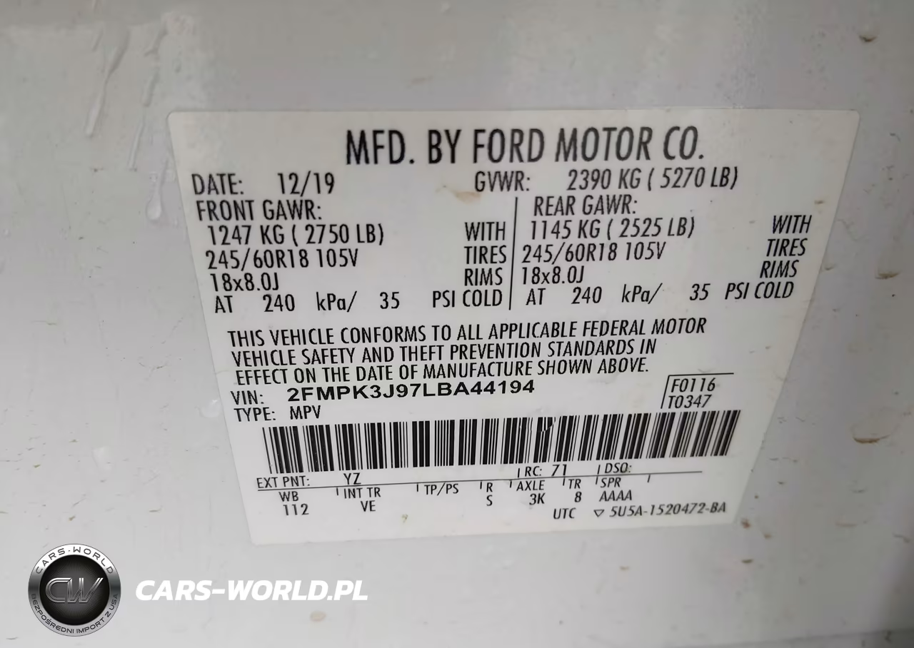 2020 Ford Edge Sel VIN:2FMPK3J97LBA44194 - 9