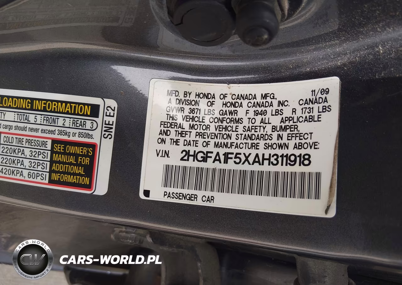 2010 Honda Civic Lx VIN:2HGFA1F5XAH311918 - 9