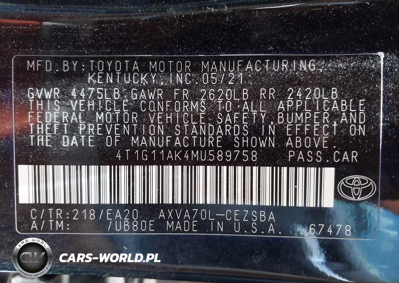2021 Toyota Camry Se VIN:4T1G11AK4MU589758 - 9