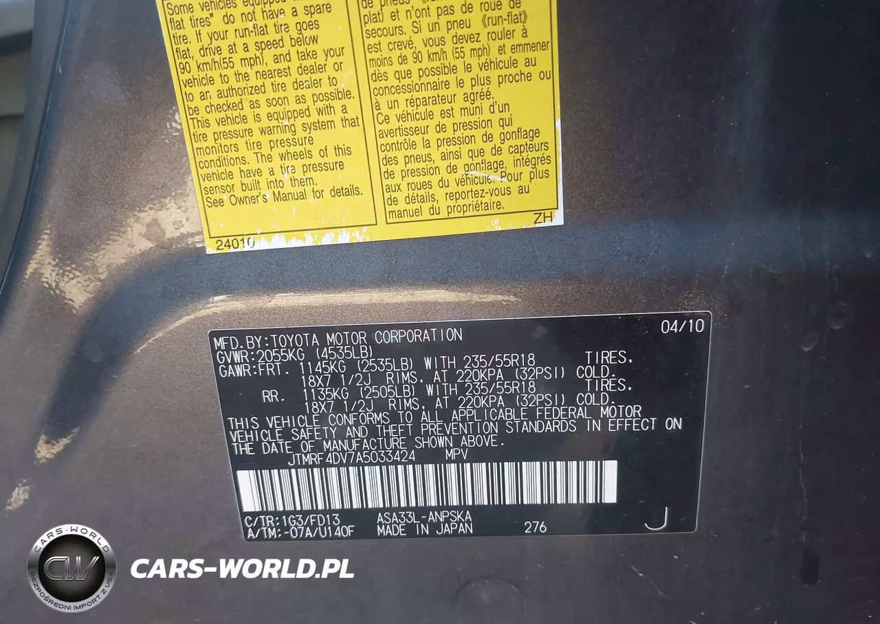 2010 Toyota Rav4 Sport VIN:JTMRF4DV7A5033424 - 9