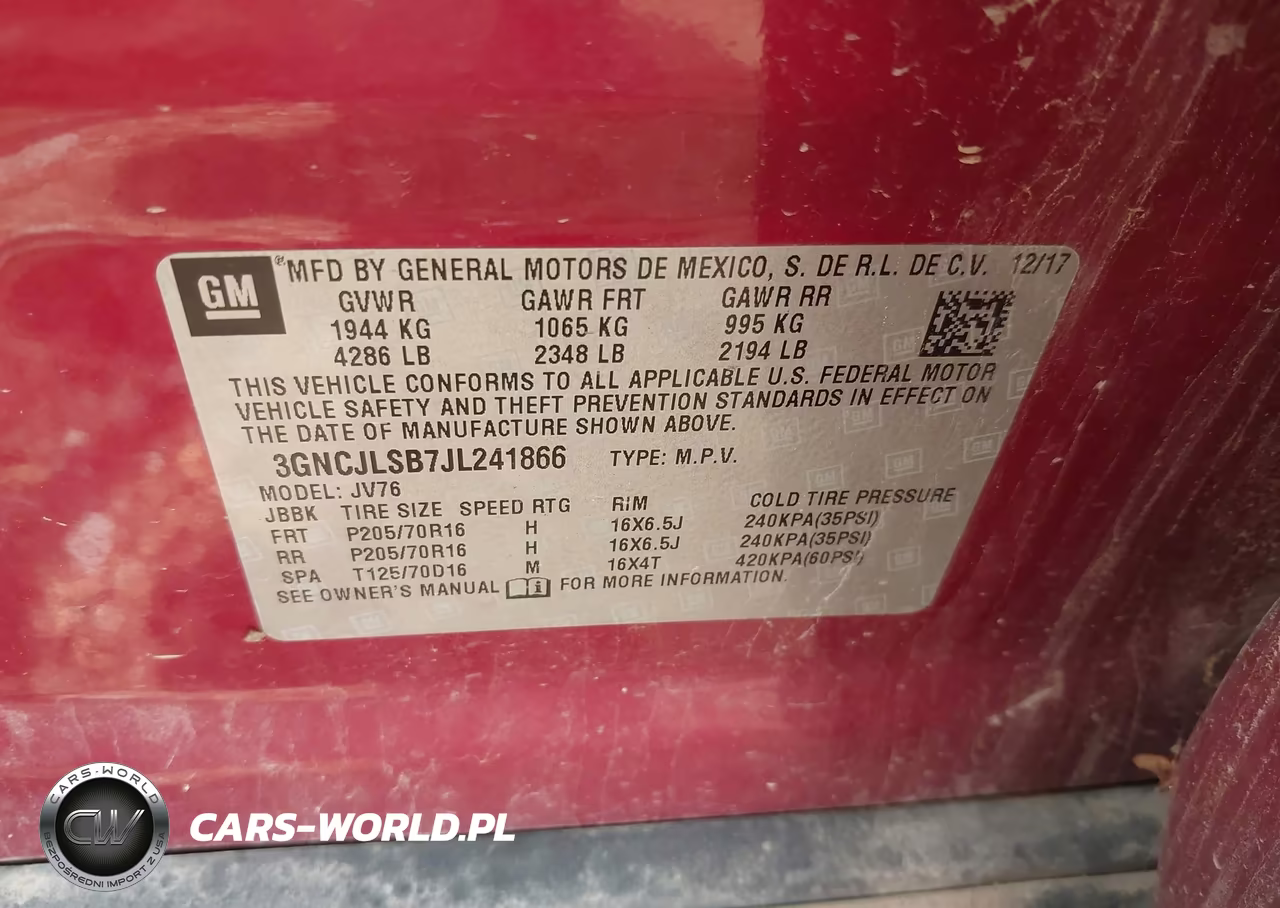 2018 Chevrolet Trax Lt VIN:3GNCJLSB7JL241866 - 9