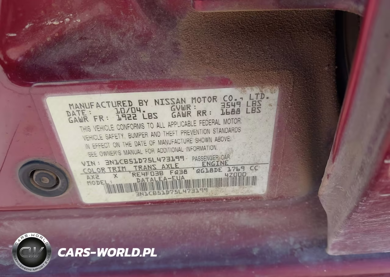 2005 Nissan Sentra 1.8S VIN:3N1CB51D75L473199 - 9