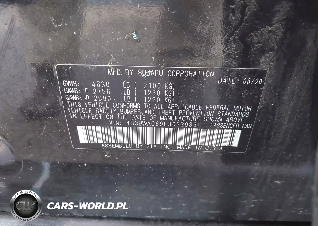 2020 Subaru Legacy Premium VIN:4S3BWAC69L3033983 - 9