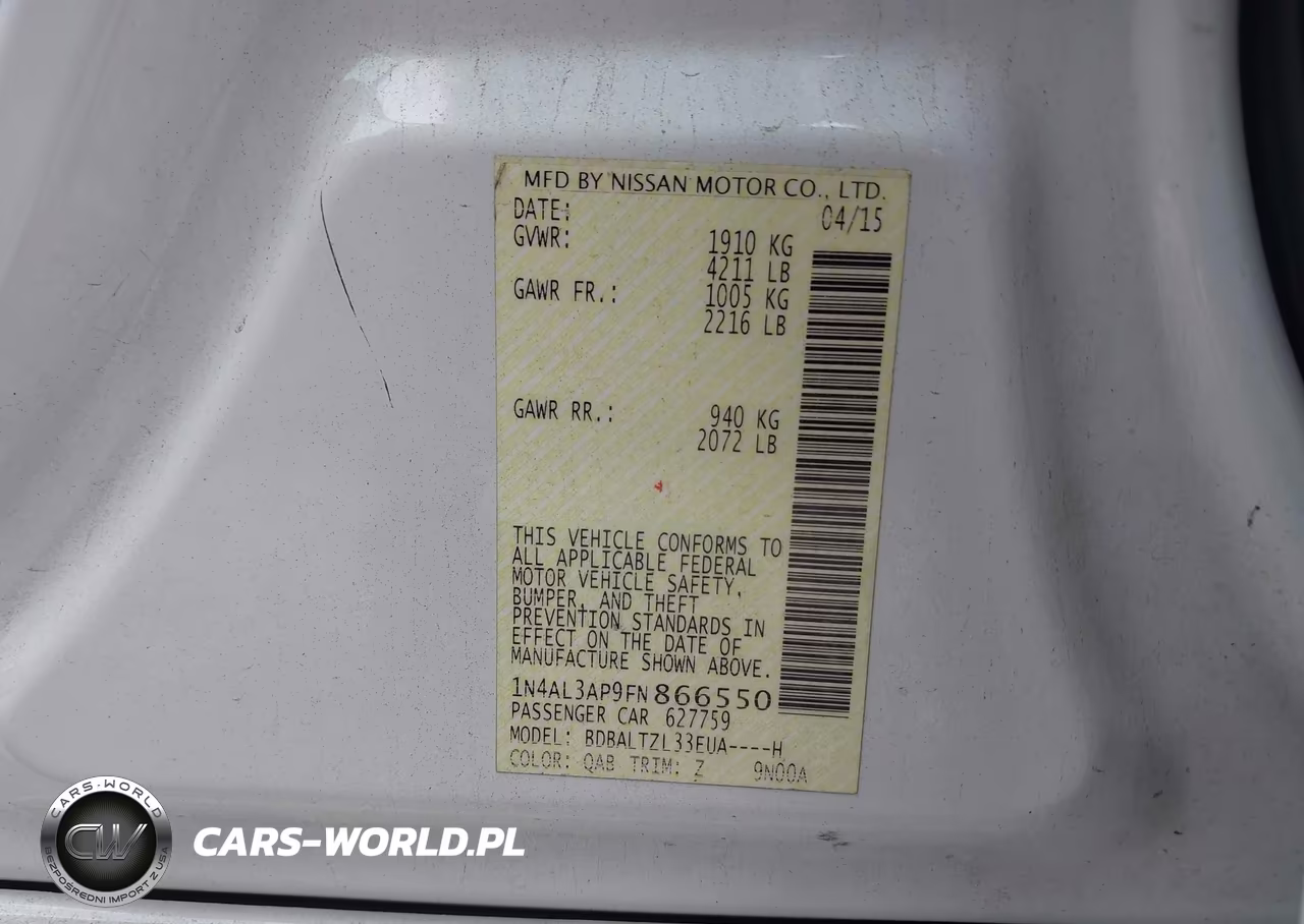 2015 Nissan Altima 2.5 Sl VIN:1N4AL3AP9FN866550 - 9